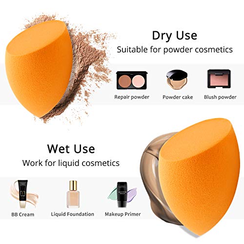 BEAKEY Makeup Sponge, 6 Pcs Latex-free and Vegan Makeup Beauty Sponge, Flawless for Cream, Liquid Foundation & Powder Application (Multi-colored)