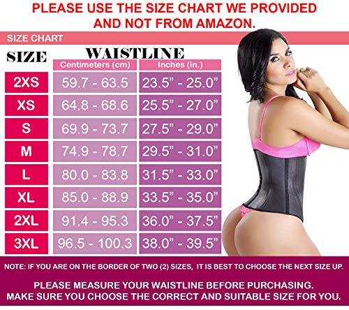 LadySlim by NuvoFit Lady Slim Fajas Colombiana Latex Waist Trainer Cincher Trimmer Corset Weight Loss Shaper Black V2 S