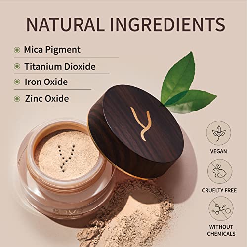 Vegan Mineral Powder Foundation Light to Full Coverage, Natural Foundation for Natural-Looking , Mica Mineral Foundation, Cruelty Free, No Chemicals by Gaya Cosmetics (MF6)