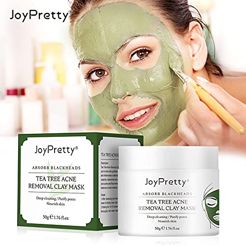 Clay Mask, Tea Tree Acne Removal Clay Mask, Sensitive Skin Soothing Face Mask Skin care, Nourishing, Anti-Acne, Deep Cleansing Face Mud Mask, Acne Purifying Mask, Pore Purifying