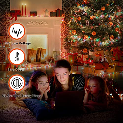 (New) FUNIAO Christmas Star String Lights 317 LED Indoor Outdoor Waterproof String Lights with Star Topper, 8 Lighting Modes Waterfall Lights for Tree Decor, Holiday, Wedding, Gift (Multicolor)