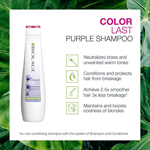 BIOLAGE Colorlast Purple Shampoo Neutralizes Brassy & Yellow Tones Paraben-Free For Color Treated Hair,, 33.8 Ounce ()