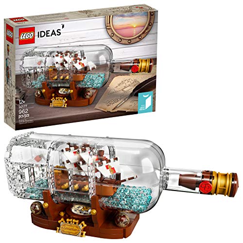 LEGO Ideas Ship in a Bottle 92177 Expert Building Kit, Snap Together Model Ship, Collectible Display Set and Toy for Adults (962 Pieces)