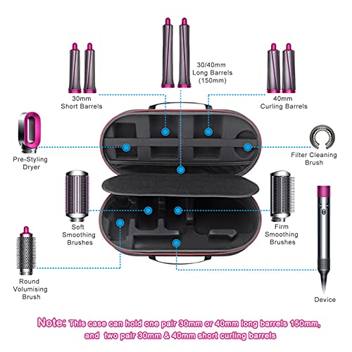 RLSOCO Hard Case for Dyson Airwrap Complete Styler-Fits for 4pcs Short Barrels - Black (Not for Supersonic Dryer, Just for Airwrap Styler)