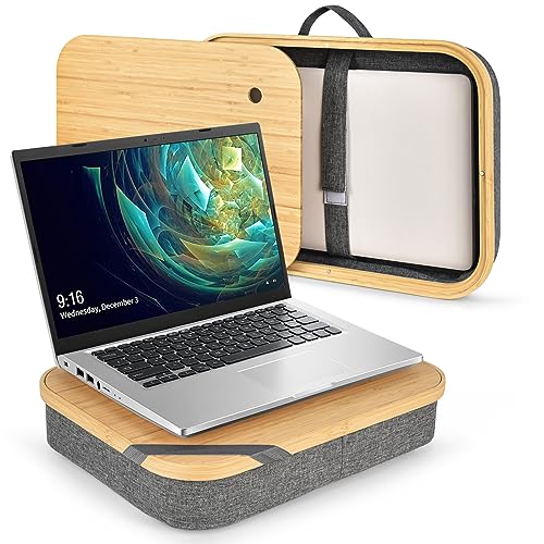 Mayjoy Lap Desk, Bamboo Lap Desk with Storage, Cover Removable Lap Desk for Lap, Computer Laptop Stand on Lap, Work on Bed or Couch, Write or Draw on Your Lap