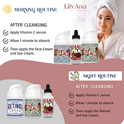 LilyAna Naturals Retinol Cream for Face - Retinol Cream, Anti Aging Cream, Retinol Moisturizer for Face, Wrinkle Cream for Face, 2.5% Retinol Complex - 1.7oz