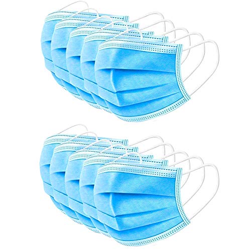 50pcs Disposable 3 Ply Face Masks – Non Woven, Hypoallergenic, Dust Proof with Elastic Ear Loop – by PIXI Creations