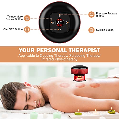 MOCHI MCFD Electric Cupping Therapy Set, Smart Dynamic Cupping Machine Cupping Device Cellulite Massager 3 in 1 Massage Vacuum Therapy Machine Scrapping Cupping Tool, 12 Levels Temperature & Suction