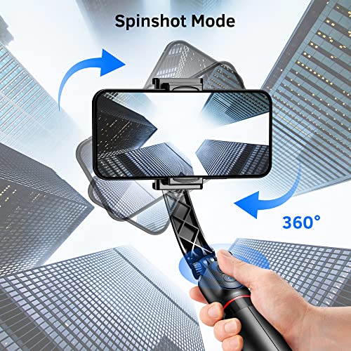 Smartphone Gimbal Stabilizer with Remote, Aluminum Extendable Selfie Stick Tripod, 360° Automatic Rotation, Auto Balance for Live Video Recording, Vlogging, YouTube Compatible with iPhone and Android