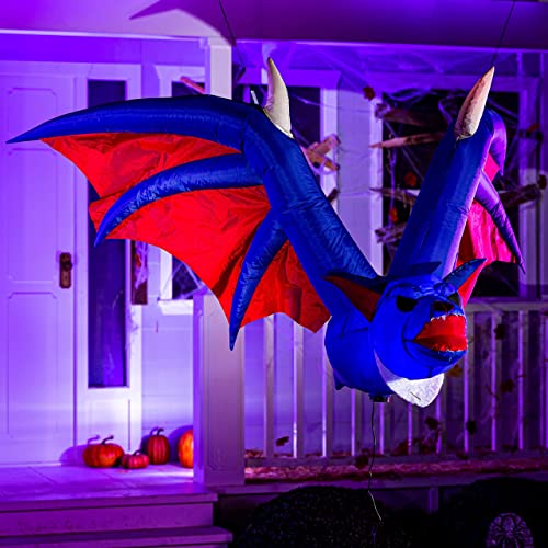 Joiedomi 4 FT Long Halloween Inflatable Hanging Giant Bat Inflatable Yard Decoration with Build-in LEDs Blow Up Inflatables for Halloween Party Indoor, Outdoor Decorations