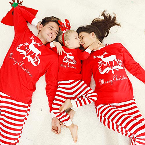 Matching Family Pajamas Christmas Pjs Sets Holiday Sleepwear Outfits Cute Pjs Pants 2 PCs Couple Christmas Pajamas for Women, Size Small