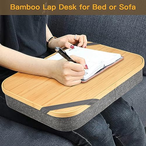 Mayjoy Lap Desk, Bamboo Lap Desk with Storage, Cover Removable Lap Desk for Lap, Computer Laptop Stand on Lap, Work on Bed or Couch, Write or Draw on Your Lap