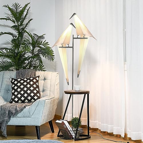 MORE CHANGE 72In Modern LED Floor Lamp, Bird Floor Light Silver Metal Fixtures for Living Room Bedroom Dinning Room Office