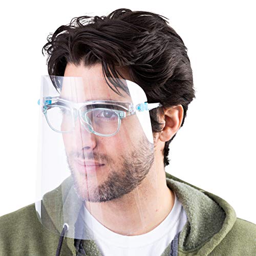 ArtToFrames Protective Face Shield, Made in The USA, Fully Transparent Face and Eye Protection from Droplets and Saliva with Reusable Glasses and Replaceable Shield, Anti-Fog.