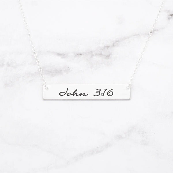 John 3:16 Necklace - Gold Bar Necklace