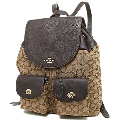 Coach F54795 Billie Backpack In Outline Signature Leather Gold/Khaki/Brown