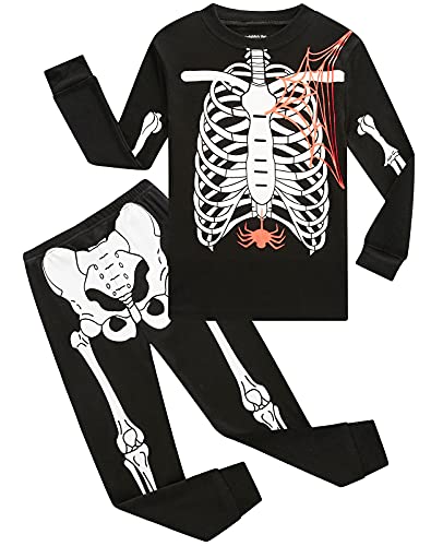 Boys Pajamas Skeleton Glow in The Dark Halloween Girls Pajamas Toddler Pjs Kids Sleepwear Size 10 Black