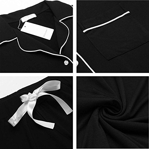 Ekouaer Slip Pajama Set Womens Short Sleepping Wear Set(Black, Medium)
