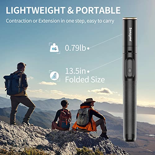 Sensyne 68" Phone Tripod, Lightweight All in One Selfie Stick Integrated with Wireless Remote Compatible with All Cell Phones for Selfie/Video Recording/Photo/Live Stream/Vlog（Black）