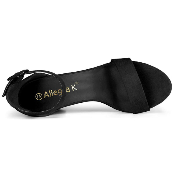 Allegra K Women's Open Toe Chunky High Heel Ankle Strap Sandals (Size US 11) Black