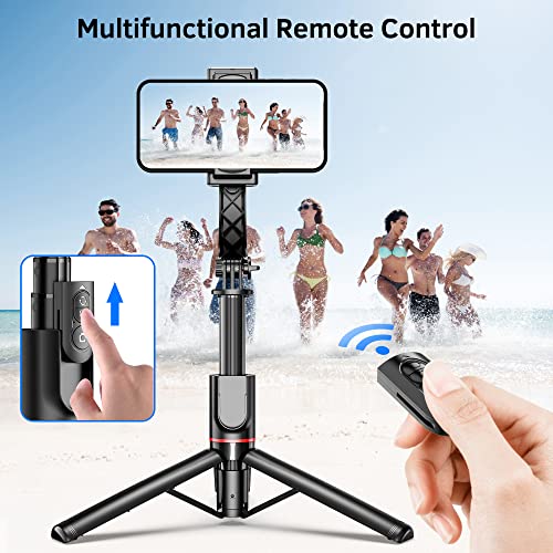 Smartphone Gimbal Stabilizer with Remote, Aluminum Extendable Selfie Stick Tripod, 360° Automatic Rotation, Auto Balance for Live Video Recording, Vlogging, YouTube Compatible with iPhone and Android