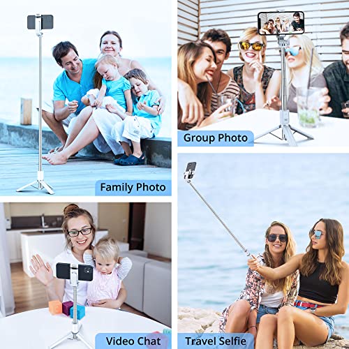 ATUMTEK 40" Selfie Stick Tripod, Extendable Bluetooth Selfie Stick with Wireless Remote for iPhone 13/12/12 Pro/11/11 Pro/XS/XR/X/8/7 Plus, Samsung, Google, LG, Sony, Huawei Smartphones, White