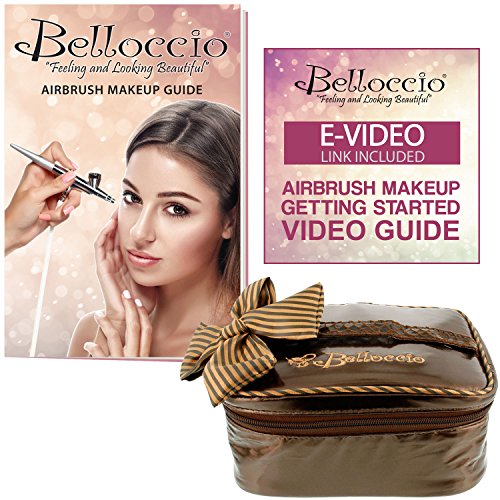 Complete Professional Belloccio Airbrush Cosmetic Makeup System with a MASTER SET of All 17 Foundation Color Shades in 1/4 oz Bottles - Blush, Bronzer, Highlighter, 11 Free Bonus Items, Video Link