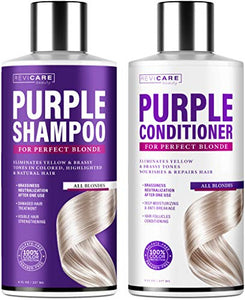 Purple Shampoo and Conditioner Set - Blonde Shampoo - Made in USA - Purple Hair Silver Shampoo - Hair Toner Shampoo & Conditioner for Brassy Hair - Purple Toning Shampoo & Overtone Conditioner