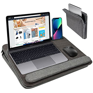 KerrKim Laptop Lap Desk Bed Table, Fits up to 15.6 inch Laptop Desk with Cushion, with Anti-Slip Strip & Large Storage Space for Home College Office Students Use as Computer Laptop Stand, Book Tablet