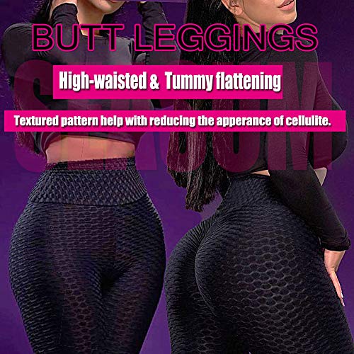 SEASUM Women's High Waist Yoga Pants Tummy Control Slimming Booty Leggings Workout Running Butt Lift Tights L