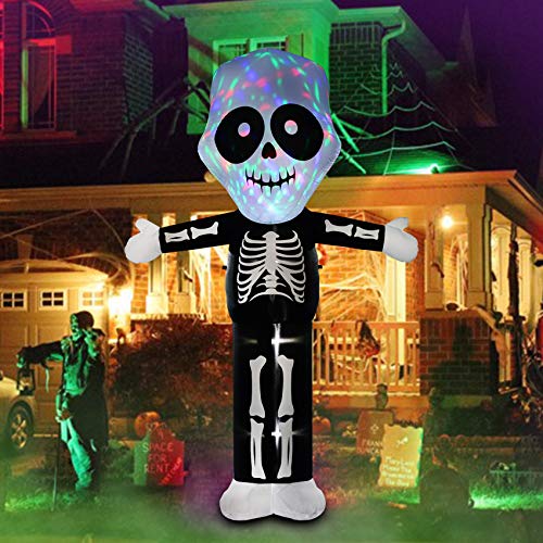 inslife 10 Ft Halloween Inflatable Ghost Skeleton Decorations with Colorful Skull Head for Indoor Outdoor Lawn Yard Home Decoration