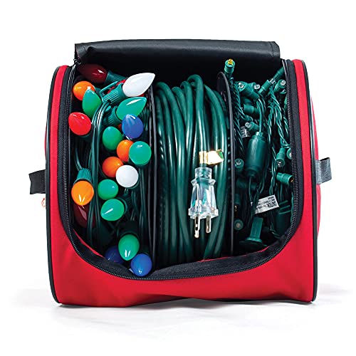 Santa's Bags [Wire and Christmas Lighting Storage Bag] - Install N Store Light Storage Reels and Wire Spool - Includes 3 Spools, a Hanging Hook, and a Zipper Bag