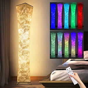 Adasea 61" RGB Floor Lamp, Soft Light Floor Lamp with Fabric Shade, Color Changing Lamp with Remote Control, Dimmable Standing Lamp for Livingroom Bedroom