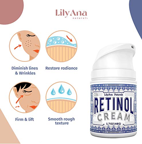 LilyAna Naturals Retinol Cream for Face - Retinol Cream, Anti Aging Cream, Retinol Moisturizer for Face, Wrinkle Cream for Face, 2.5% Retinol Complex - 1.7oz