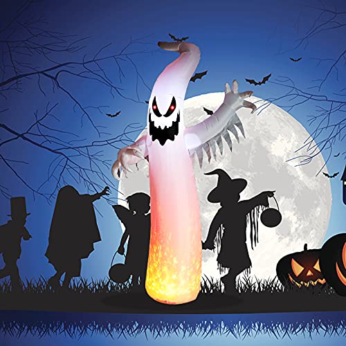 Halloween Inflatable Outdoor Decoration Ghost 8 FT Blow Up Ghost with Build-in LEDs for Yard Lawn Garden