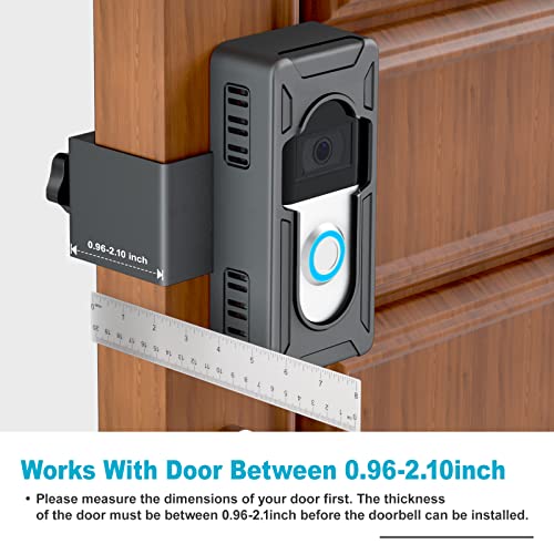 Doorbell Mount No Drill for Apartment Door, Anti-Theft Doorbell Holder Suitable for R1/2/3/3Plus/4/Most Video Doorbells, Black