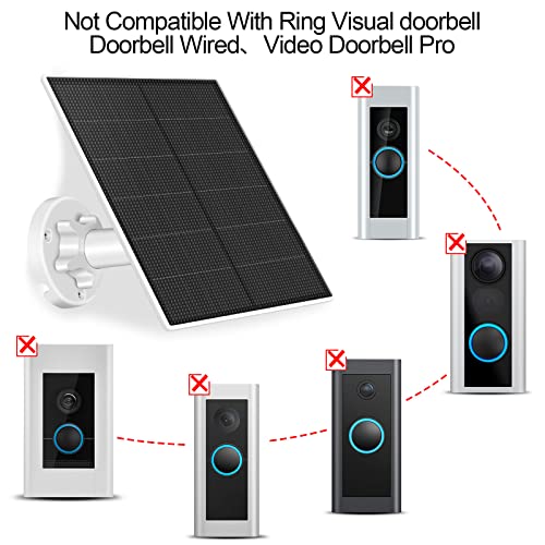 Solar Charger for Ring Doorbell,IP65 Waterproof with Ring Doorbell Solar Charger,5W Solar Panel for Ring Doorbell Charger,Compatible with Ring Video Doorbell 2,Video Doorbell 3/3+ &Video Doorbell 4