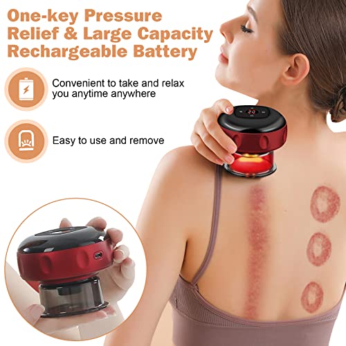 MOCHI MCFD Electric Cupping Therapy Set, Smart Dynamic Cupping Machine Cupping Device Cellulite Massager 3 in 1 Massage Vacuum Therapy Machine Scrapping Cupping Tool, 12 Levels Temperature & Suction