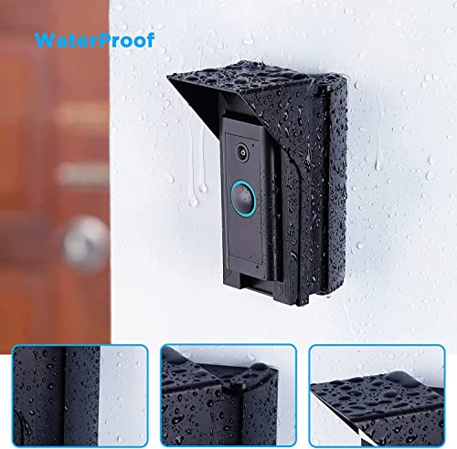 OLAIKE Waterproof Adjustable (30 to 60 Degree) Angle Mount for Ring Video Doorbell Wired,Doorbell Angle Mount,Expand The View Area,Mounting Plate Wedge Corner Kit/Anti-Glare/Rain Shield,Black