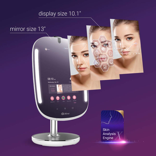 HiMirror Mini 32G. Beauty Mirror, with double memory capacity, smart vanity makeup mirror with skin analyzer, 2 x 3 magnifier mirror, mirror with LED makeup lights.