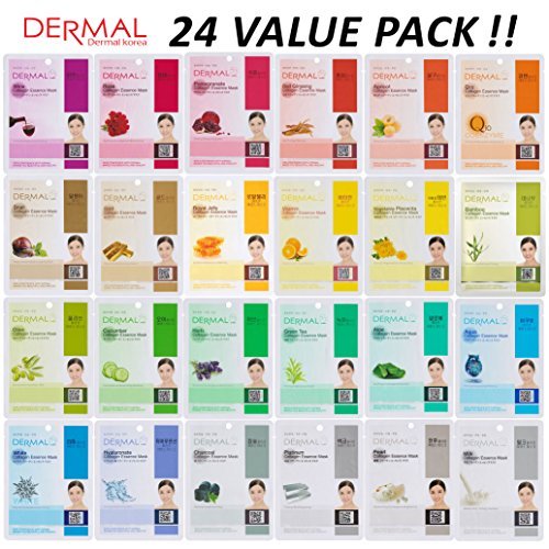 DERMAL 24 Combo Pack Collagen Essence Full Face Facial Mask Sheet