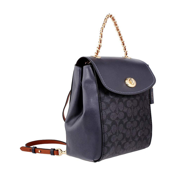 COACH Women's Coated Canvas Signature Parker Backpack Gold/Charcoal Midnight Navy One Size