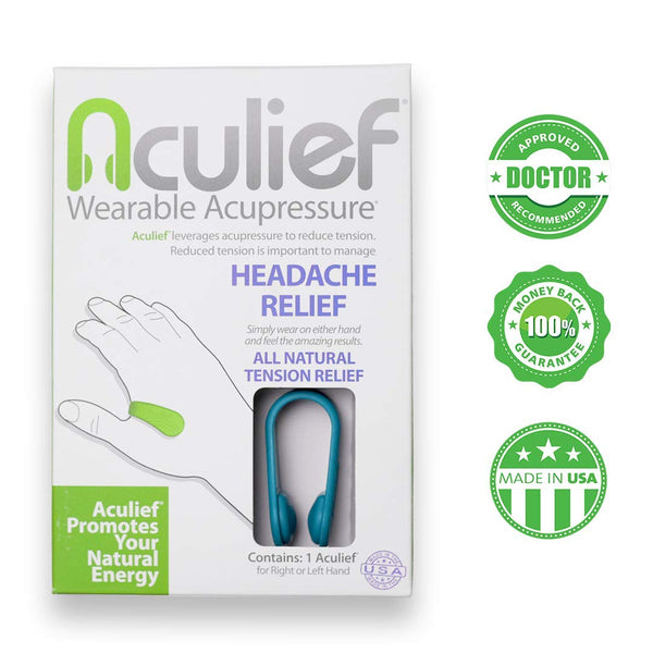 Aculief- Award Winning Natural Headache and Tension Relief - Wearable Acupressure (Teal)
