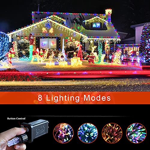 (New) FUNIAO Christmas Star String Lights 317 LED Indoor Outdoor Waterproof String Lights with Star Topper, 8 Lighting Modes Waterfall Lights for Tree Decor, Holiday, Wedding, Gift (Multicolor)