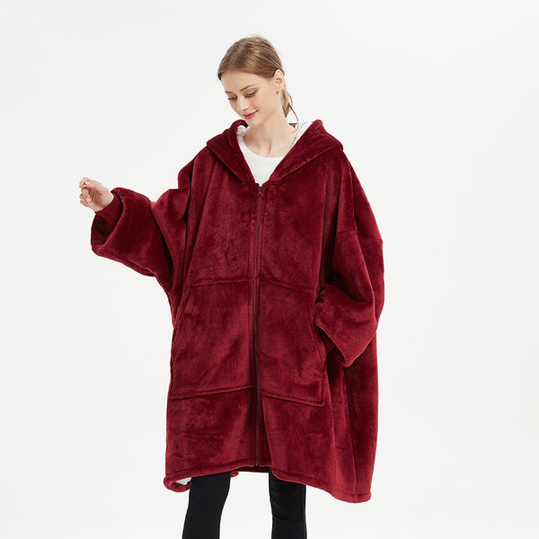 Plus Size Robe Winter Wearable Blanket Sweatshirt Women Men Warm And Cozy Giant Blanket Hoodie Home Clothes