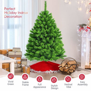 4.5ft Artificial Christmas Tree With Metal Stand Green