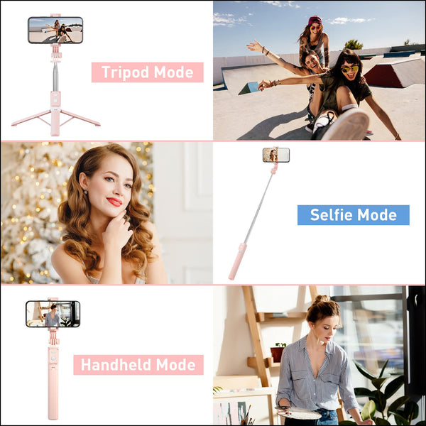 44” Cell Phone Tripod Selfie Stick Tripod Stand Wireless Remote Compatible iPhone 14 13 12 11 pro Max X Plus Android Live Streaming, Video Chat, Vlogging, Travel(Pink)