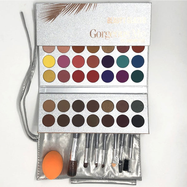 Beauty Glazed 63 Colors Eyeshadow Professional Makeup 63 Colors EyeShadow Palette Powder With Profession Makeup Brushes Set and Powder Blender Gorgeous Me Cosmetics Perfect Color Eye Shadow Tray Set