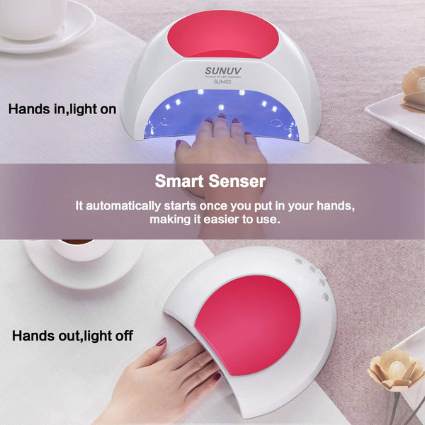 SUNUV SUN2C 48W LED UV nail Lamp with 4 Timer Setting,Senor For Gel Nails and Toe Nail Curing