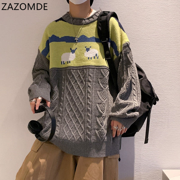 Cartoon Sheep Pullover Knitted Sweater